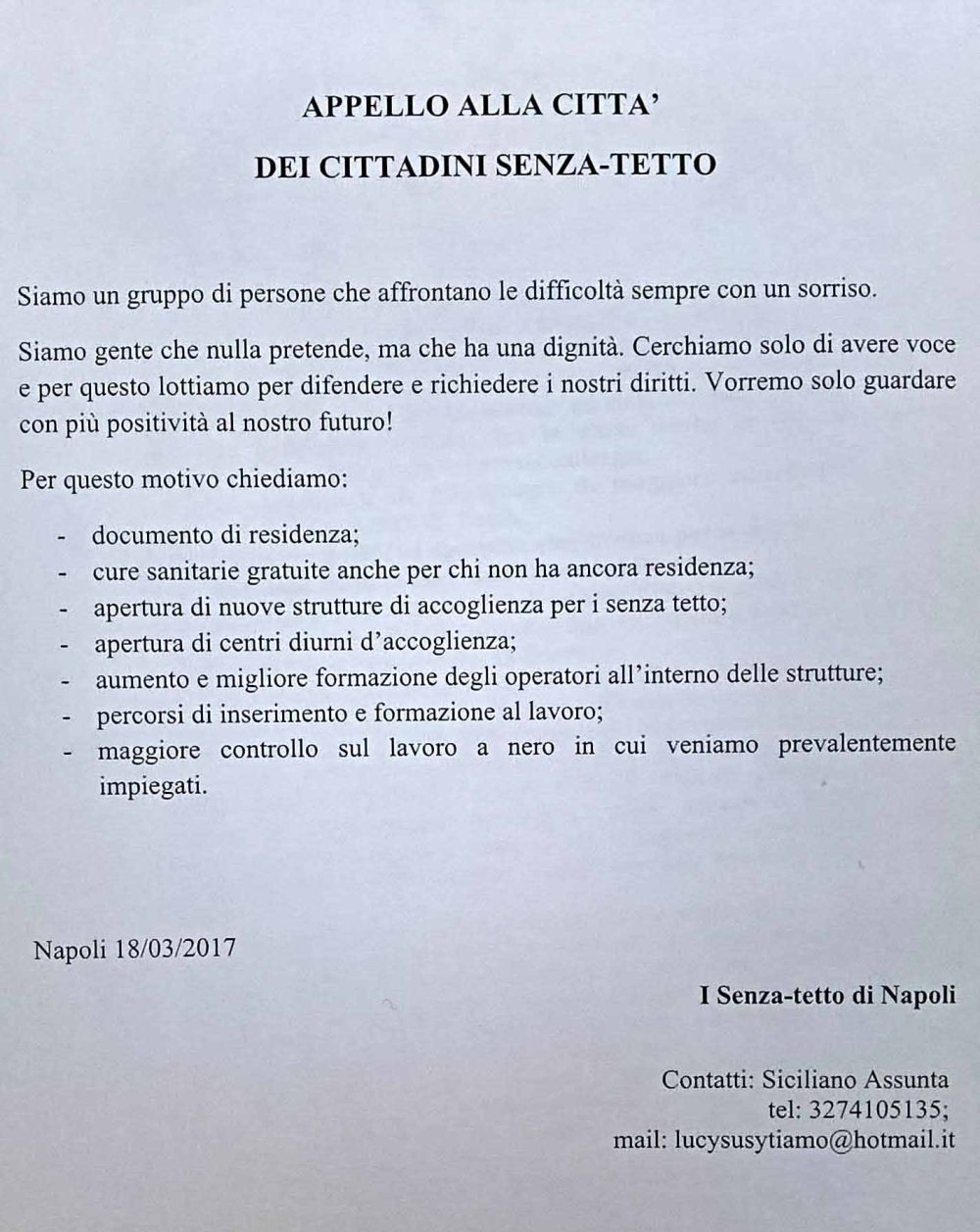 cittadini senza tetto